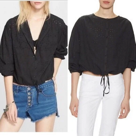 Free People Floral Eyelet Stars Align Blouse....Size M NWT - Picture 2 of 13